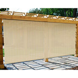 Windscreen4less 8’ x 16’ Universal Replacement Shade Cover Canopy for Pergola Patio Porch Privacy Shade Screen Panel with Grommets on 2 Sides Includes Weighted Rods Breathable UV Block Beige Tan