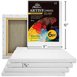 PHOENIX Linen Stretched Canvas for Painting - 9x12 Inch / 6 Pack - 13 Oz Primed 3/4 Inch Profile of Artists Professional Canvas for Oil & Acrylic Paint