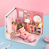 DIY Doll Room Miniature Furniture Wooden House Kit - Wooden Dolls House with Furniture and Accessories - for Idea Suitable & Family and Children (A)