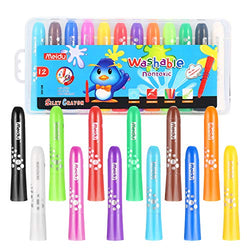 Homkare Gel Crayons, 12 Colors Washable Non Toxic Silky Crayons Twistable Drawing Crayons, Crayons Pastel for Kids and Children