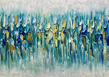 AMEI Art Paintings,24x60Inch 3D Hand Painted On Canvas Oversized Gold Blue Abstract Seascape Artwork Texture Palette Knife Oil Paintings Modern Home Decor Wall Art Stretched and Framed Ready to Hang