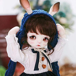 MEESock Cute Bunny BJD Doll 1/6 Handmade Simulation SD Dolls 26cm Ball Jointed Doll DIY Toys, with Clothes Shoes Wig Makeup, Best Gift for New Year