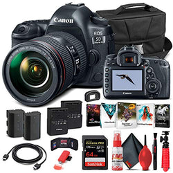 Canon EOS 5D Mark IV DSLR Camera with 24-105mm f/4L II Lens (1483C010) + 64GB Memory Card + Case + Corel Photo Software + LPE6 Battery + External Charger + Card Reader + HDMI Cable + More (Renewed)