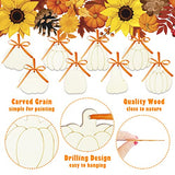 40pcs Unfinished Pumpkin Wooden Cutouts, 8 Styles Pumpkin Wood Slices Fall Wood Pumpkin Hanging Ornaments DIY Crafts with Ribbons for Thanksgiving Harvest Halloween DIY Painting Project Home Decor