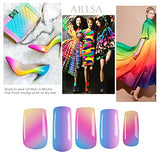 AILLSA Gel Nail Polish Strips, Adhesive Full Nail Wraps Long Lasting, Rainbow Semi Cured Nail Gel Art Sticker Waterproof Nail Decal Strips Stickers for Women 27pcs