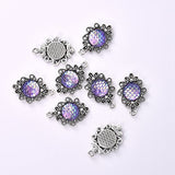 Fish Scale Flower Charms Craft Cabochon Dome Pendant for Crafting Jewelry Making 5PCS