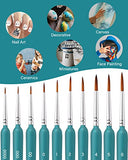 10Pcs Miniature Paint Brushes, Detail Fine Tip Paint Brushes Set with Ergonomic Handle - Suitable for Acrylic Painting, Oil, Watercoloring, Face, Nail, Scale Model Painting, Line Drawing
