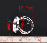 Rockin Beads Silver Plated 16.7mm Bezel Cup Ring Settings Adjustable Us 6.75/Larger