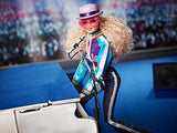Elton John Barbie Collector Doll (12-inch, Curly Blonde Hair) in Bomber Jacket and Flared Denim, with Doll Stand and Certificate of Authenticity