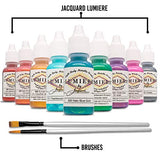 Jacquard Metallic Paint - Lumiere Exciter Pack - 9 Metallic and Pearlescent Colors - Bundled with Moshify Brush Set