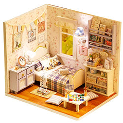 Dollhouse Miniature with Furniture,DIY 3D Wooden Doll House Kit Apartment Style Plus with Dust Cover and Music Movement,1:24 Scale Creative Room Idea Best Gift for Children Friend Lover