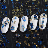 30Pcs Butterfly Nail Art Stickers 3D Self-Adhesive Flower Nail Stickers Laser Blue Butterfly Flowers Design Nail Art Supplies for Women Girls Acrylic DIY Spring Summer Nail Decorations Accessories