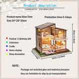 WYD DIY Dollhouse Miniature Furniture Three-Story Duplex Loft Villa Model Wooden Dollhouse Kit Dust-Proof and Music Mobile 1:24 Ratio Creative Room Teenager Furniture Birthday Gift (Slow Time)