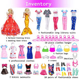 ebuddy 50 Pcs Doll Clothes and Accessories - Including Mermaid Evening Dress Wedding Gown Dress 7 Bikini Swimwear 5 Costume Role Play 5 Causal Outfits and 31 Doll Accessories for 11.5 Inch Dolls