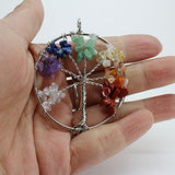 Pamir Tong Wholesale 2'' inch 9pcs Gemstone Chakra Crystal Tree of Life Pendant,Healing Stone