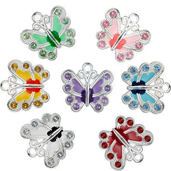 RUBYCA Silver Plated Small Butterfly Enamel Charm Beads Pendants for Jewelry Making DIY 28pcs Mix