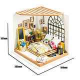 Rolife DIY Miniature Dollhouse Kits with Accessories and Furniture-Creative Toys-Model Building Playset-Home Decor-Wooden Mini House-Best Birthday for Boys and Girls (07 Bedroom)