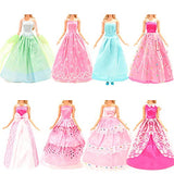 BARWA 10 Pcs Dresses with 17 Accessories Handmade Doll Clothes and Accessories Wedding Gowns Party Dresses for 11.5 inch Dolls