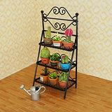 SAMCAMI Dollhouse Furniture Flower Stand Set (11pieces) - Vintage Metal Plant Stand and Other Miniature Accessories for 1 12 Scale Dollhouse Balcony Decoration (Black)