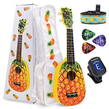 CLOUDMUSIC Ukulele Soprano Pineapple Ukulele Kit With Pineapple Ukulele Gig Bag Ukulele Picks Aquila Educational Strings Color Strings