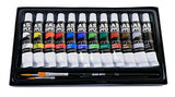 SAS Supply Acrylic Painting Set 12 Rich, Vibrant Colors for Beginners, Students & Professional Artists. Paint on Canvas, Paper, Wood, Ceramics & More. 3 Bonus Paintbrushes with Comfort Grip.