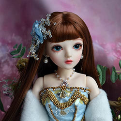 SISON BENNE 1/3 BJD Doll 24 Inch Ball Jointed SD Dolls Handpainted Face Makeup with Princess Dress Full Set Outfits Assembled, Best Xmas Gift (9#)