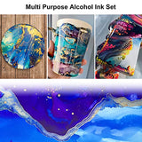 Alcohol Ink Set - 28 Bottles Vibrant Colors High Concentration Metallic Alcohol Paint Resin Dye, Safe Fast Drying Effect, Alcohol Ink for Epoxy Resin, Art Painting, Glass, Tumbler Making, 10ml Each
