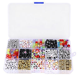 Tinksky Mixed Acrylic Alphabet Letters Beads Cube Charms for DIY Loom Bands Bracelets