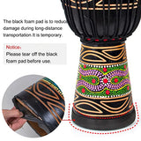 Djembe Drum, AKLOT African Drum Hand-Painted 9.5'' x 20'' Mahogany Goatskin Drumhead for Starter Beginners Adult (Black)
