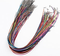 HYBEADS Assorted 20 Imitation Leather Cord Necklaces mixed colors 18 Inch Lobster Claw Clasp