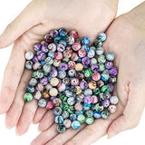 Quefe 500pcs 8mm Multi Color Acrylic Round Loose Beads in Ink Patterns with 50 Pcs Spacer Beads and