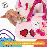 Little Jupiter Pet Plush Bag Purse Set with 18pc Removable Patch Set & Pink & Rainbow Details - Unicorn Stuffed Animals for Girls - Cute Plushie - Cute Toy Plushies - Girls Toys - Age 4 - 5 - 6 - 7