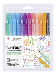 Tombow WS-PK-12P-2 Twin Tone Dual-Tip Marker - Pastel Colours (Pack of 12)