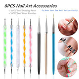 FULINJOY 5PCS Dotting Pens with 3 PCS Nail Painting Brushes, Nail Art Design Tools