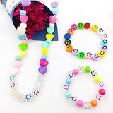500pcs Smiley Face Beads Kit with Elastic String and Scissor,24 Grid 9mm Colorful Smile Beads with 63pcs Glowing Luminous Mixed Beads,Cute Happy Face Bead for Bracelet Jewelry Making