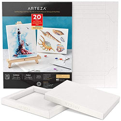 Arteza Watercolor Art Paper Foldable Canvas Pad, 7x8.6 Inches, 20 Sheets, DIY Frame, Acid-Free Heavyweight Paper Pad, 140lb/300 GSM, Art Supplies for Painting & Mixed Media Art