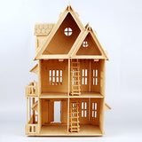 NWFashion Children's 17" Wooden 6 Rooms DIY Kits Assemble Miniature Doll House 3D Puzzle (Gothic)