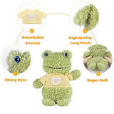 GAGAKU Cute Plush 11'' Stuffed Frog Animal Toy for Girls Boy Kids Small Washable Soft Frog Plushies Baby Doll with Removable Sweater and Gift Bag