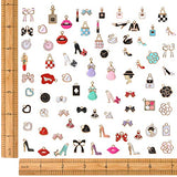 100pcs Colorful Enamel Charms for Jewelry Making High Heel Lipstick Bag Handbag Dress Designer Charms for Bracelet Making Bangle Earrings Necklace Anklet Keychain Charms