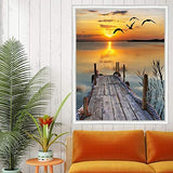 Diamond Painting Kit 16x12 Inch, Sunset by The Sea DIY 5D Diamond Painting Kits for Adults, Diamond Painting by Numbers for Adults, Paint with Diamonds for Home Wall Decor Gift Arts Craft (B)