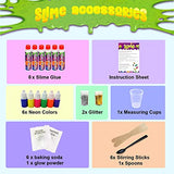 LanDino Slime Kit Supplies for Girls Boys Kids. DIY Slime Making Kit w/ 10oz Clear Slime Glue, 6 Neon Colors, Glow in The Dark Fun, Gold/Silver Glitter