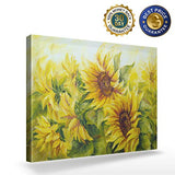 Canvas Wall Art - Sunflowers in Oil Painting Style - Modern Wall Decor Gallery Canvas Wraps Giclee Print Stretched and Framed Ready to Hang - 24" x 36"