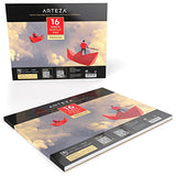 ARTEZA 11x14” Acrylic Pad, Pack of 2, 32 Sheets (246lb/400gsm), 16 Sheets Each, Glue Bound Artist
