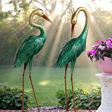 Crane Garden Statues Outdoor Heron Metal Yard Art Statues and Sculptures for Lawn Patio Backyard Decoration Large Size,Set of 2