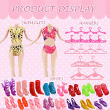 UPINS Doll Clothes and Accessories, 48 PCS Handmade Doll Clothes Set Outfit Including 4 Princess Dresses 2 Swimsuits Bikini 10 Fashion Dresses 16 Shoes and 16 Hangers for 11.5 inch Doll