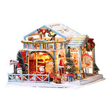 Colcolo DIY 3D Miniature Dollhouse Kit, Christmas Dolls House with Furniture Light, Kids Educational Toys Gifts