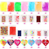 28 Packs Valentines Day DIY Slime Kit with Heart Boxes, Slime with Glitter Combo Valentine Gift Stress Relief Toys for Valentine Party Favor, Gift Exchange, Valentines Greeting Cards