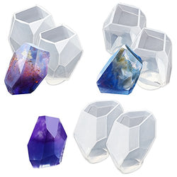 Funshowcase Large Multi-Faceted Gem Stone Resin Epoxy Mold for Jewelry, Soap Making, Cabochon Gemstone Crafting Projects 6-Pack