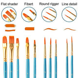 Paint Brushes Set for Acrylic Painting, 20 Pcs Nylon Hair Art Paintbrushes Kit for Watercolor Face Fabric Rock Model Oil Canvas Small Detail Miniature Painting, Kids/Adult/Artist Craft Supplies
