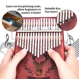 Kalimba 17 Keys Thumb Piano, Acacia KOA Thumb Instrument with Portable Bag, tuning hammer and study instruction for Music Fans Kids Adults (Wood color)
